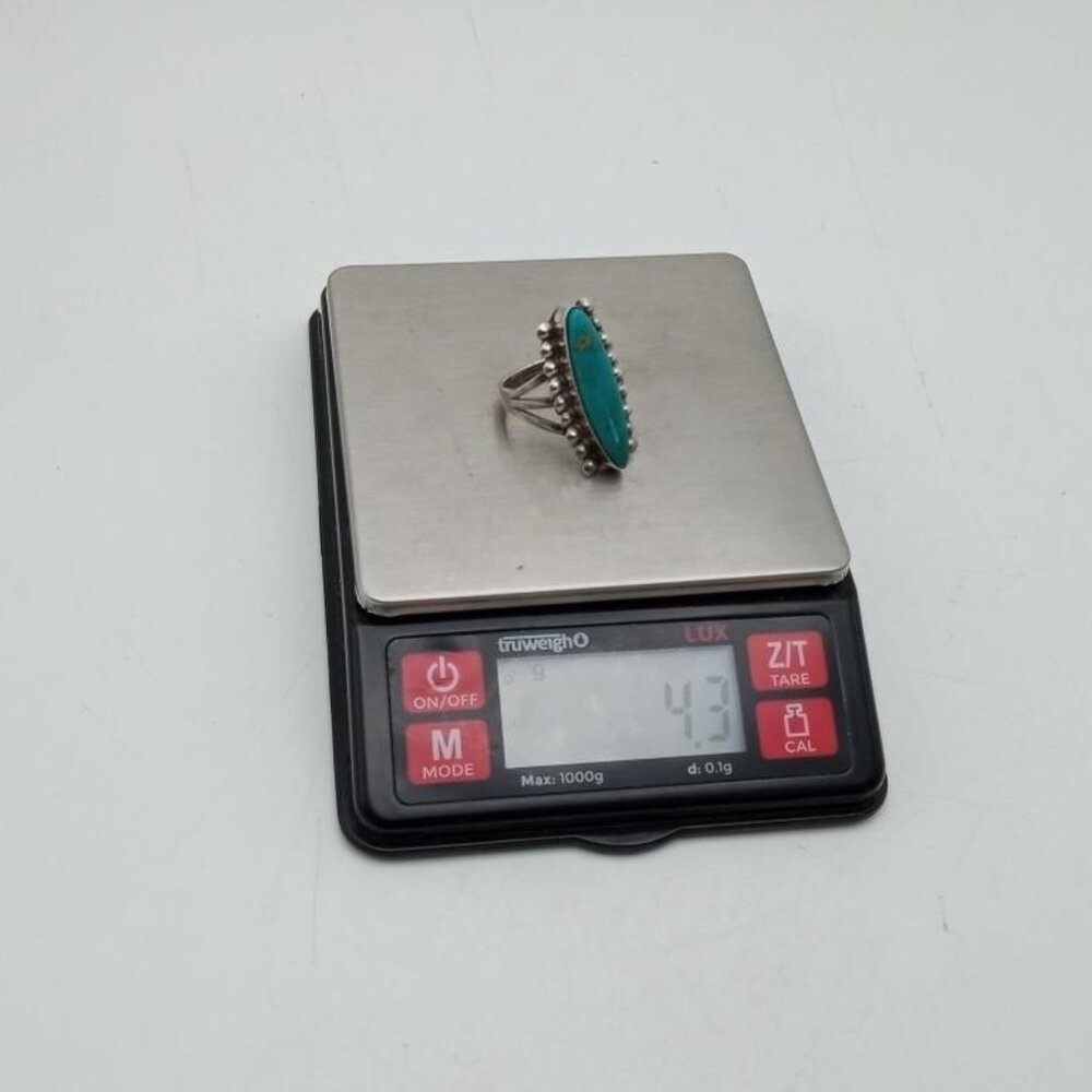 Handmade Sterling Silver and Oval Turquoise Native American Ring Size 5.5 - Picture 3 of 10